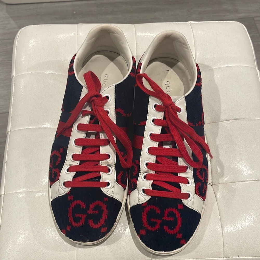 Gucci ace sneakers navy red size 7